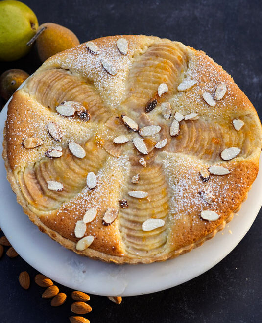 Boozy Pear Frangipane Tarte | Wild West Viking