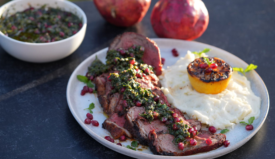 Grilled Picanha with Pomegranate Chimichurri