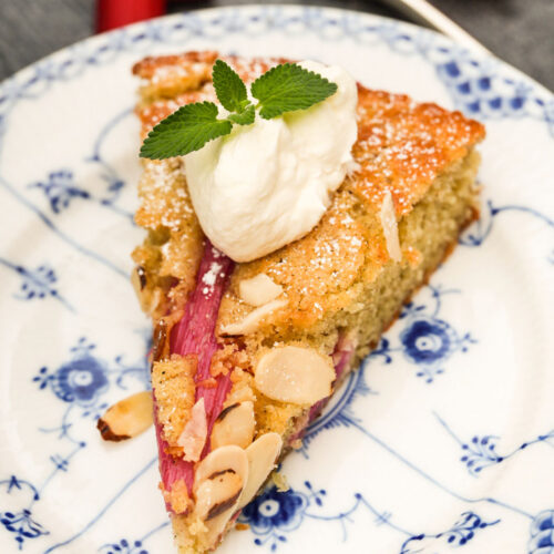 Rhubarb Cake with Cardamom and Almonds